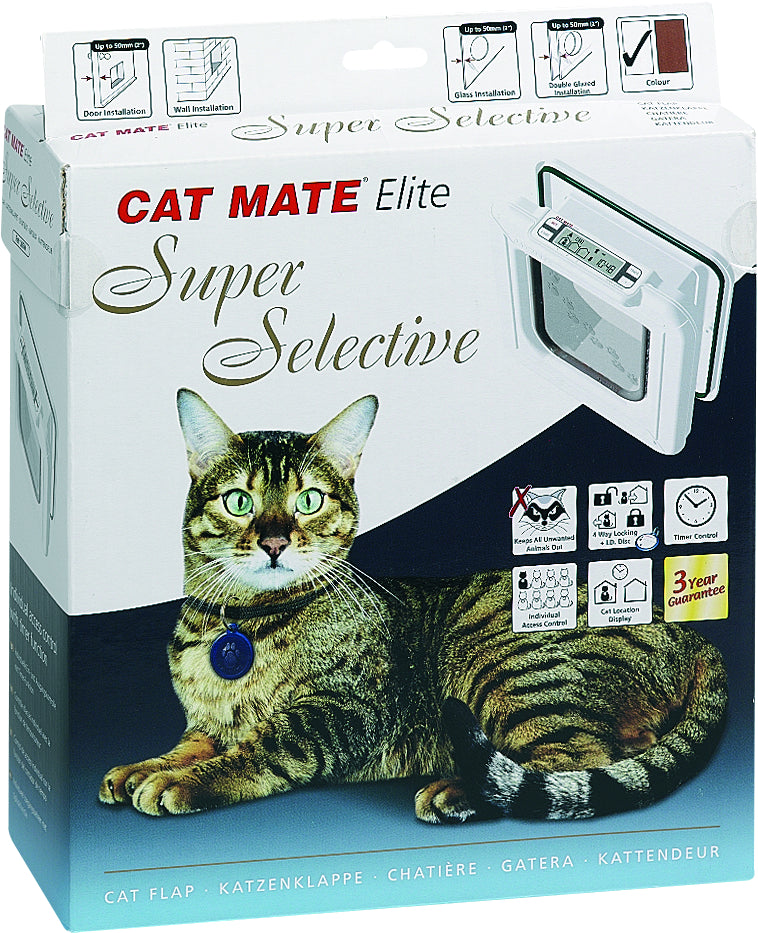 Kattenluik Cat Mate Elite Super Selective wit met ID Tag - Huisdierplezier