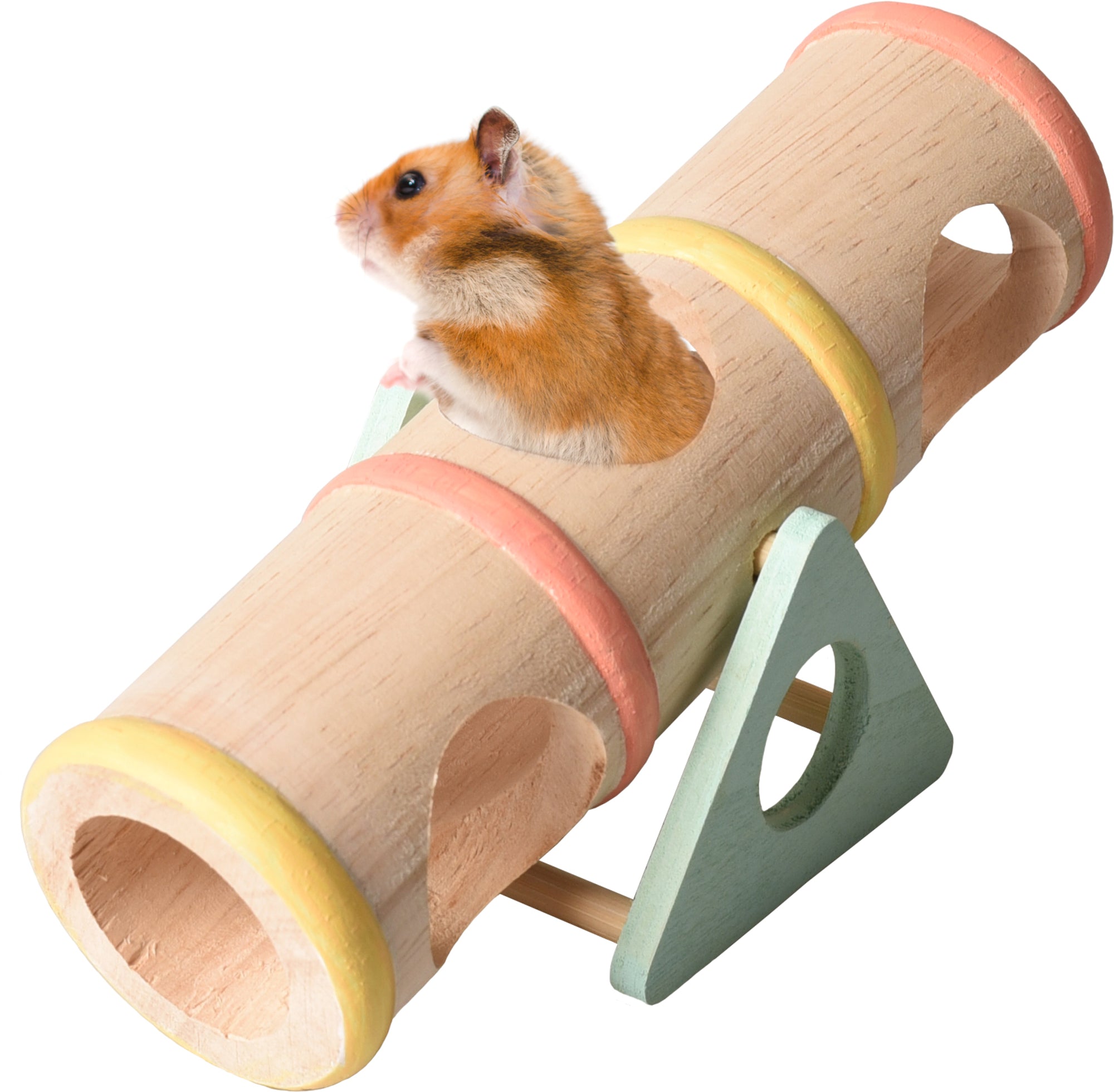 Hamster Speelgoed Houten Wip Buis - Huisdierplezier