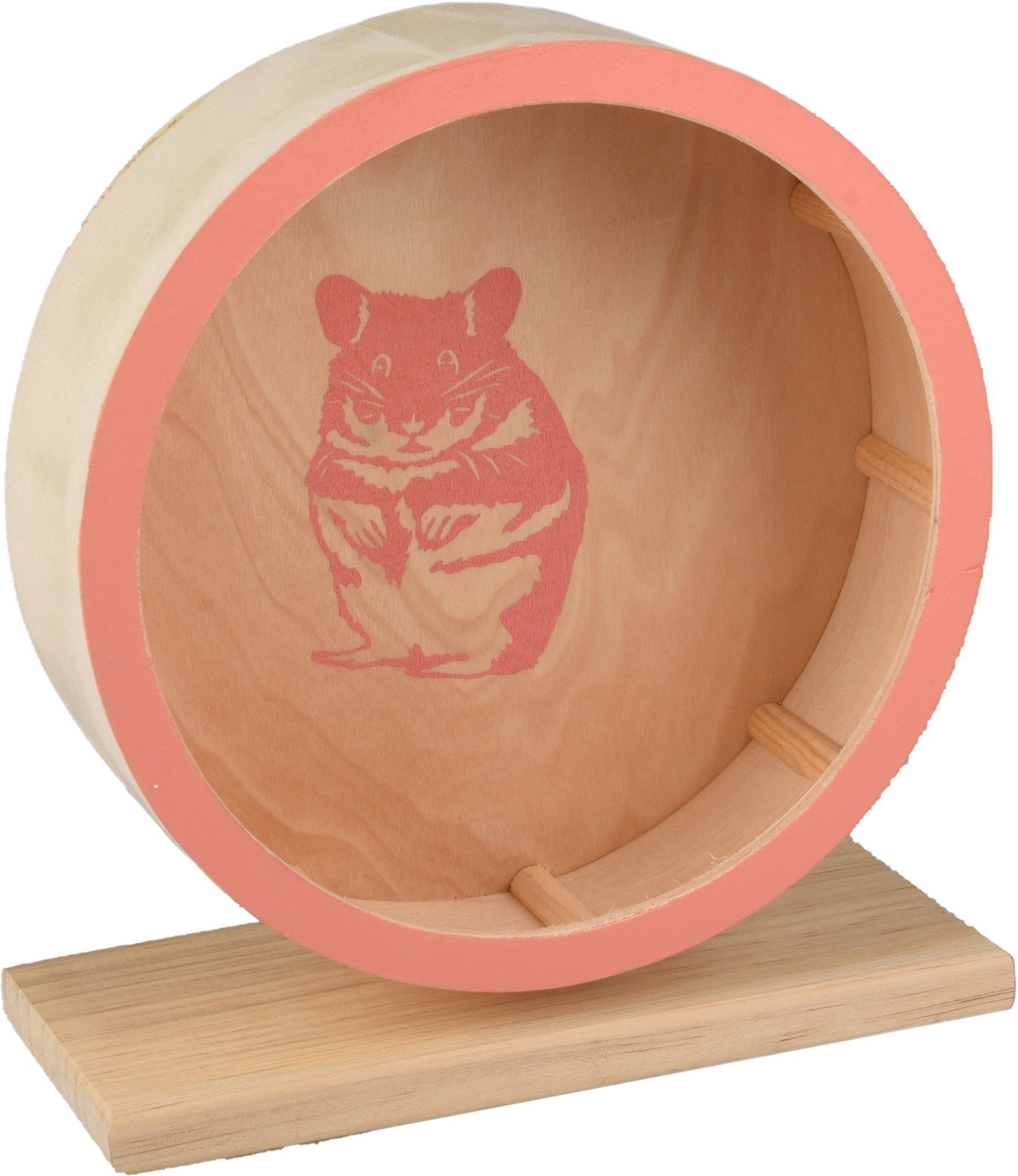Hamster Looprad Danco hout zalm roze - Huisdierplezier