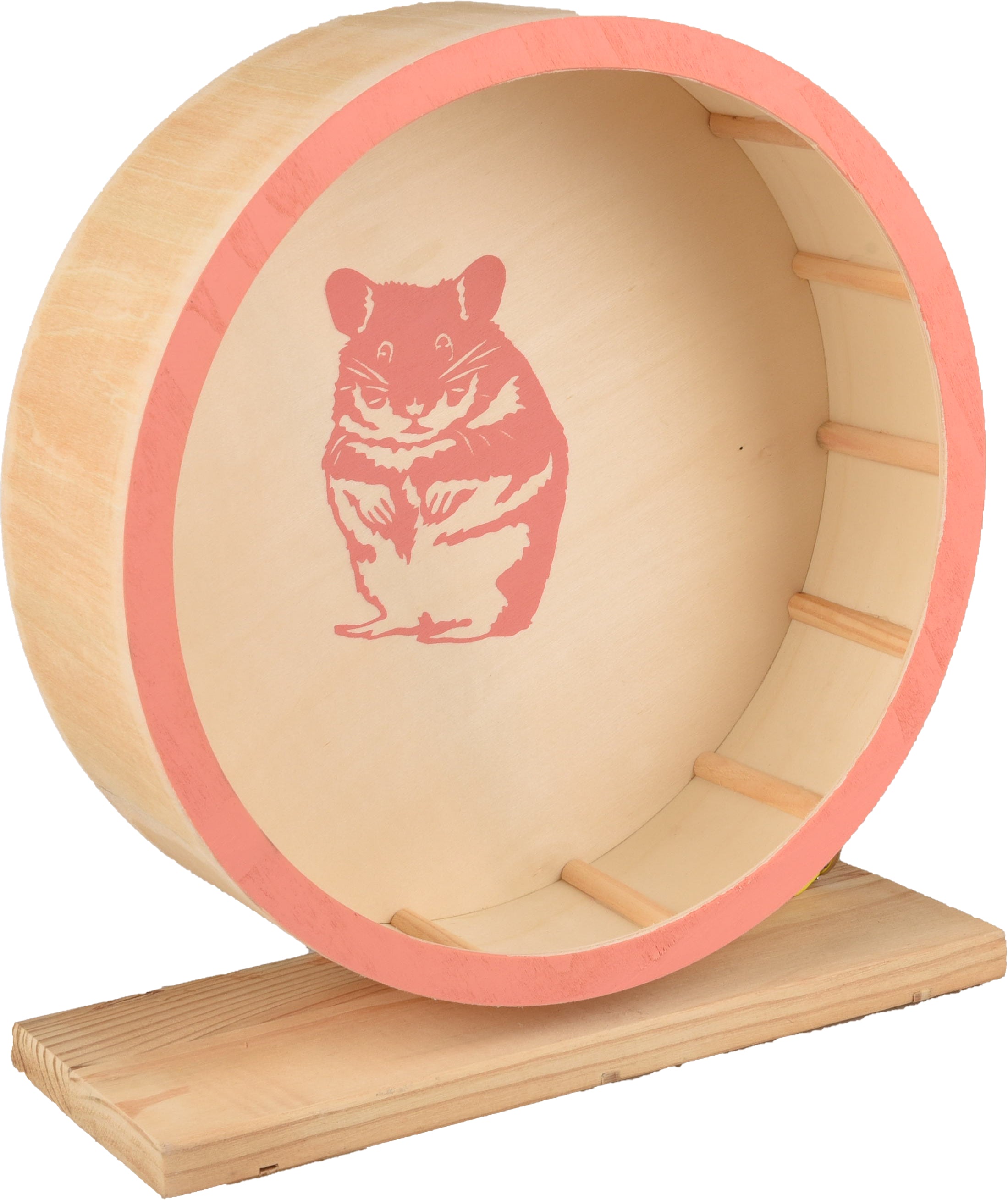 Hamster Looprad Danco hout zalm roze - Huisdierplezier