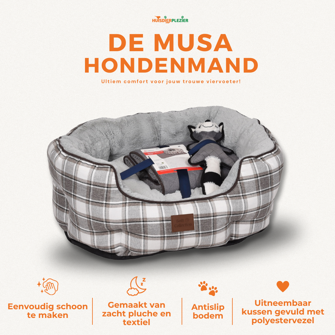 Deluxe Musa hondenmand Pakket + Deken & Speeltje - Huisdierplezier