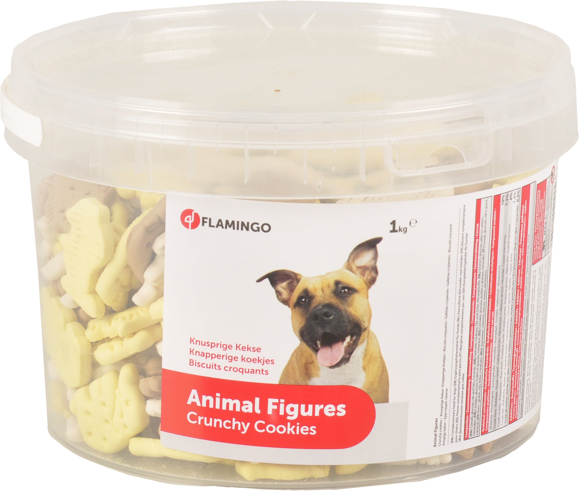 Hondenkoekjes Crunchy Dierenfiguren Voordeel Emmer 1kg - Huisdierplezier