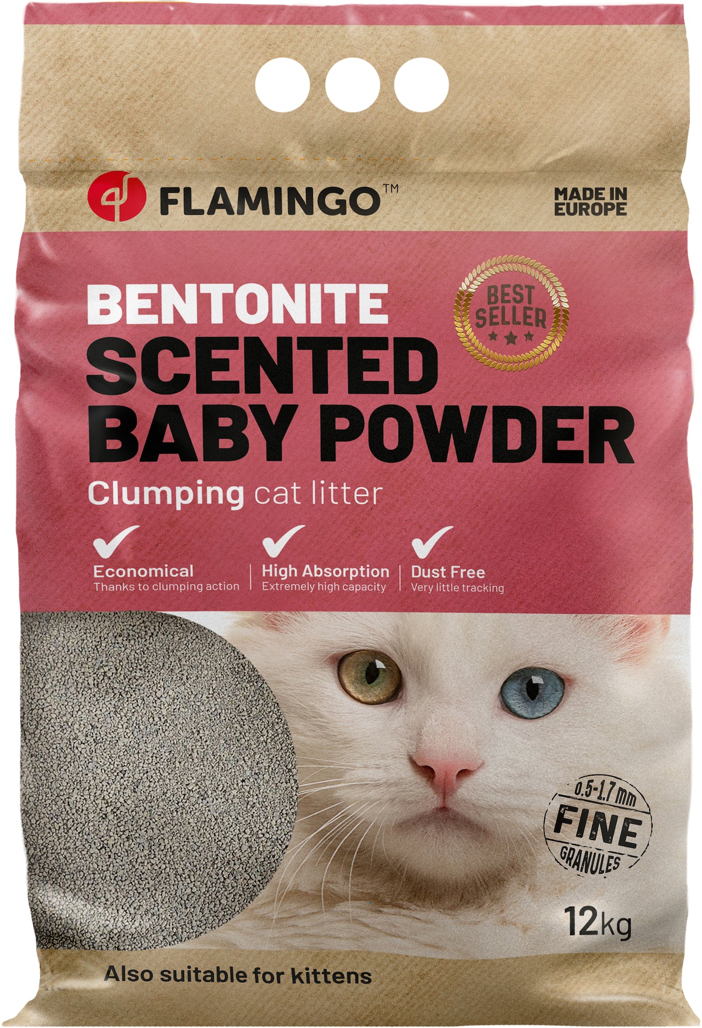 Babyboeder bentoniet fijn klontvormend kattenbakvulling 12kg - Huisdierplezier