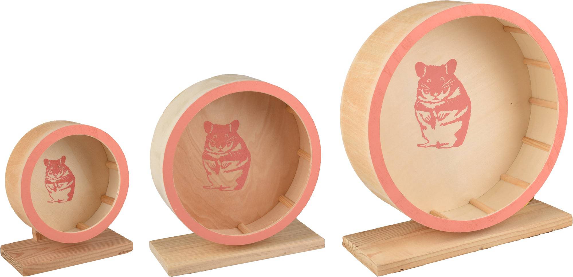 Hamster Looprad Danco hout zalm roze - Huisdierplezier